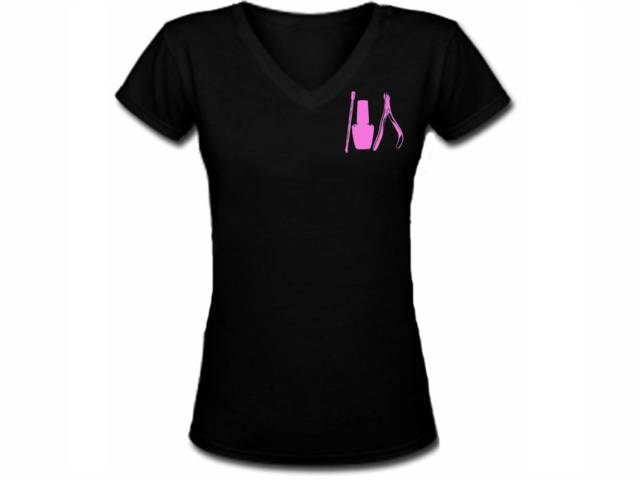 Nail technician tech black v neck customized top shirt